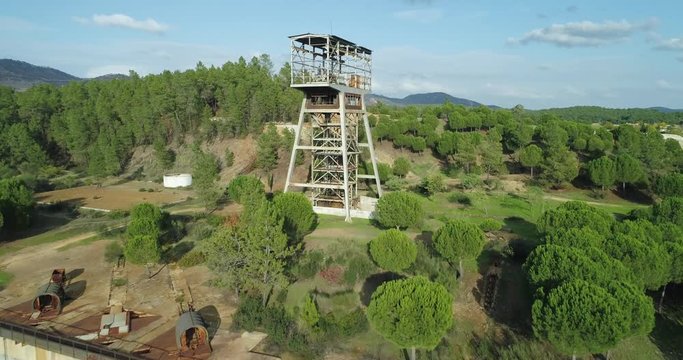 Abandoned tower in Rio Tinto mines in Huelva Spain. From this open pit mines tons of copper, zinc, gold, silver,lead and other metals are being extracted since year 3000 BC to nowadays.