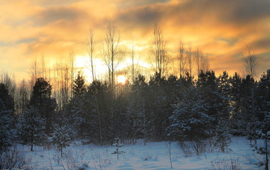 Зима.Закат
