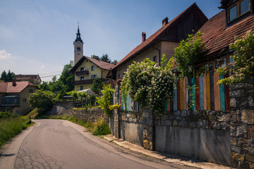 Obraz premium Road in Polhov Gradec, Upper Carniola, Slovenia