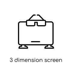 3 dimension screen icon. Trendy modern flat linear vector 3 dimension screen icon on white background from thin line Cinema collection