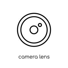 camera lens icon. Trendy modern flat linear vector camera lens icon on white background from thin line Cinema collection