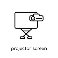 Fototapeta premium Projector Screen icon. Trendy modern flat linear vector Projector Screen icon on white background from thin line Cinema collection