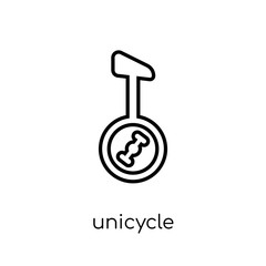 unicycle icon. Trendy modern flat linear vector unicycle icon on white background from thin line Circus collection, outline vector illustration