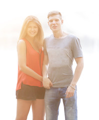 portrait of happy student couple on blurred background.photo with copy space