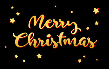 Fototapeta premium Merry Christmas and Happy New Year 2019 gold on black background, congratulation card, banner, invitation design, template, vector illustration