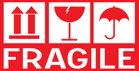 Stcker: fragile - hadle with care - this way up