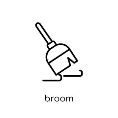 Broom icon. Trendy modern flat linear vector Broom icon on white background from thin line Cleaning collection