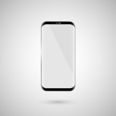 Black touchscreen smartphone. White screen. Isolated on a white background. Vector