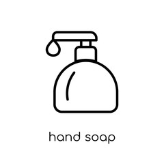 Hand soap icon. Trendy modern flat linear vector Hand soap icon on white background from thin line Cleaning collection
