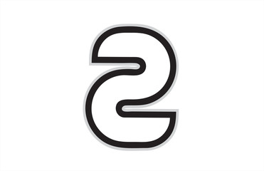 2 black and white number logo icon design