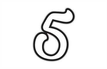 5 black and white number logo icon design