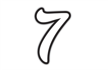 7 black and white number logo icon design
