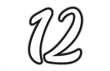 12 black and white number logo icon design