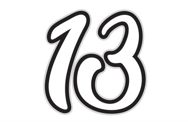 13 black and white number logo icon design