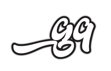 gq g q black and white alphabet letter logo combination icon design