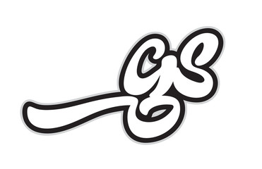 gs g s black and white alphabet letter logo combination icon design