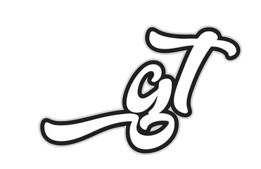 gt g t black and white alphabet letter logo combination icon design