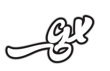 gx g x black and white alphabet letter logo combination icon design