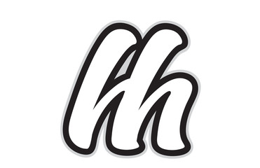 hh h h black and white alphabet letter logo combination icon design