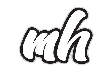 Obraz premium mh m h black and white alphabet letter logo combination icon design