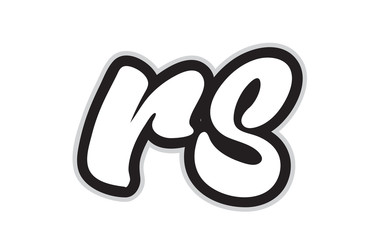 rs rs  black and white alphabet letter logo combination icon design