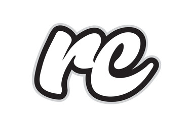 rc r c black and white alphabet letter logo combination icon design