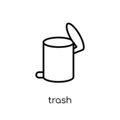 Trash icon. Trendy modern flat linear vector Trash icon on white background from thin line Cleaning collection
