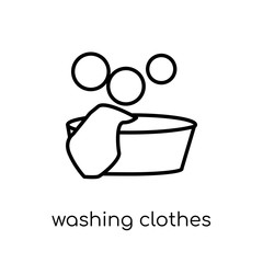 Washing clothes icon. Trendy modern flat linear vector Washing clothes icon on white background from thin line Cleaning collection