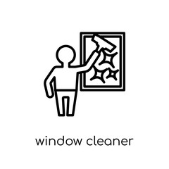 Window cleaner icon. Trendy modern flat linear vector Window cleaner icon on white background from thin line Cleaning collection