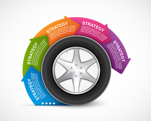 Car Wheel. Infographic Design Template. Vector illustration.