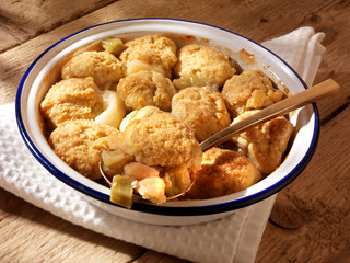 RHUBARB AND APPLE COBBLER