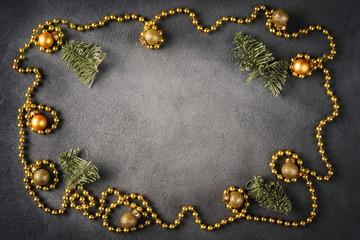 Top view of Christmas decoration with a space for text
