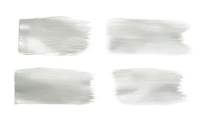 Fototapeta na wymiar Vector gray paint smear stroke stain set. Abstract acrylic textured art illustration. Acrylic Texture Paint Stain Illustration. Hand drawn brush strokes vector elements. Acrilyc strokes.
