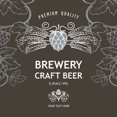 illustration of label for craft beer in retro style