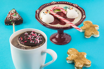 Hot chocolate with  marshmallows topping.