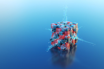 Technological abstraction 3d cube