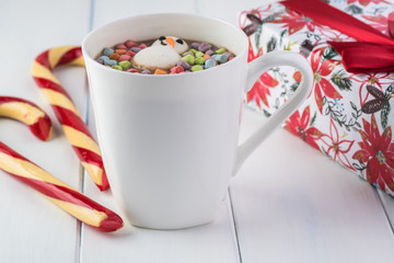 Hot chocolate with  marshmallows topping.