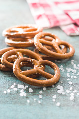 Salted mini pretzels snack.