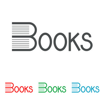 Logotipo con texto Books con letra B con libros en varios colores