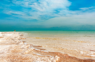 The picturesque shoreline of the Dead sea