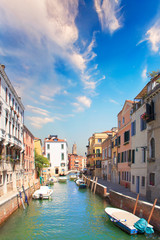 Beautiful view of one of the Venetian canals in Venice, Italy