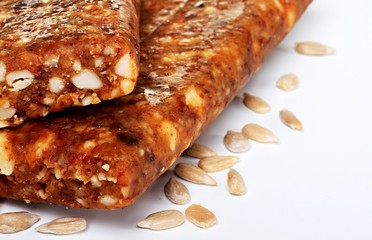 muesli bar with nuts on the table