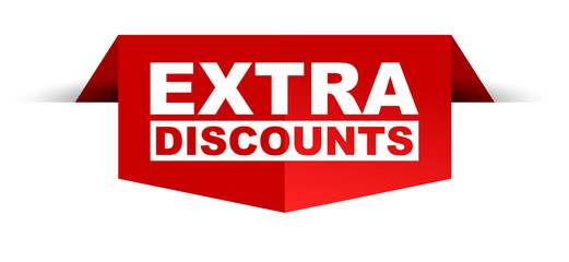 red vector banner extra discounts