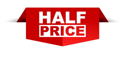 red vector banner half price