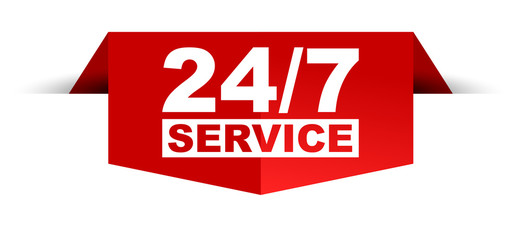 red vector banner 24/7 service