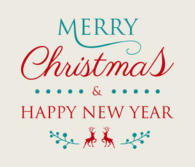 Design of Christmas greeting card with ornaments. Vector.