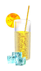 Juice with ice. 3D render