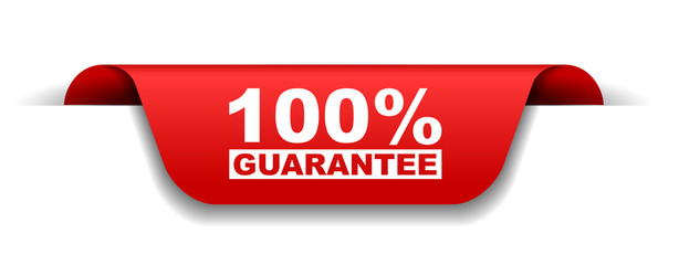red vector banner 100% guarantee