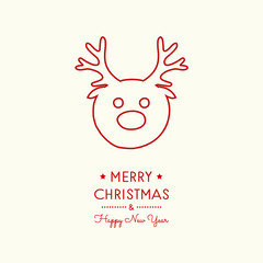 Obraz na płótnie Canvas Concept of Christmas card with hand drawn reindeer. Vector.