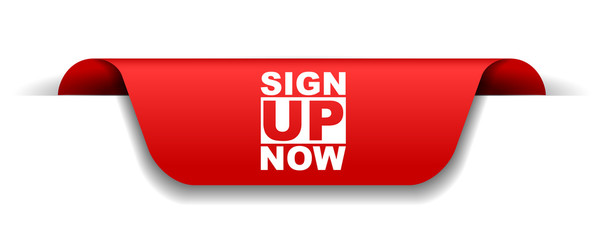 red vector banner sign up now